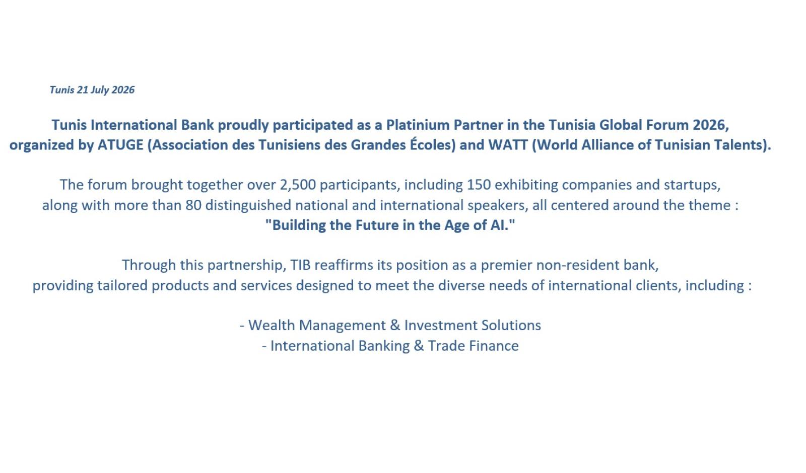 Welcome to Tunis International Bank